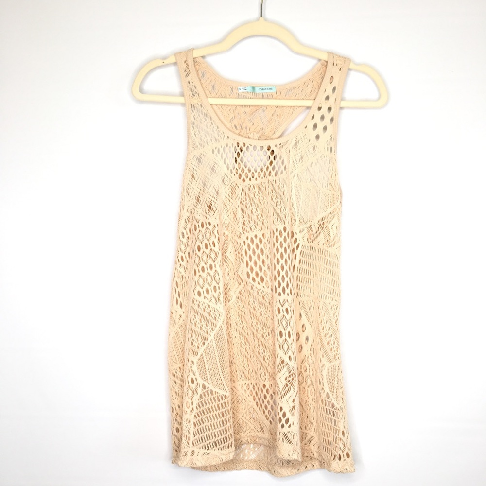 🏝 Coverup Crochet Racerback Tank Small - Picture 2 of 6